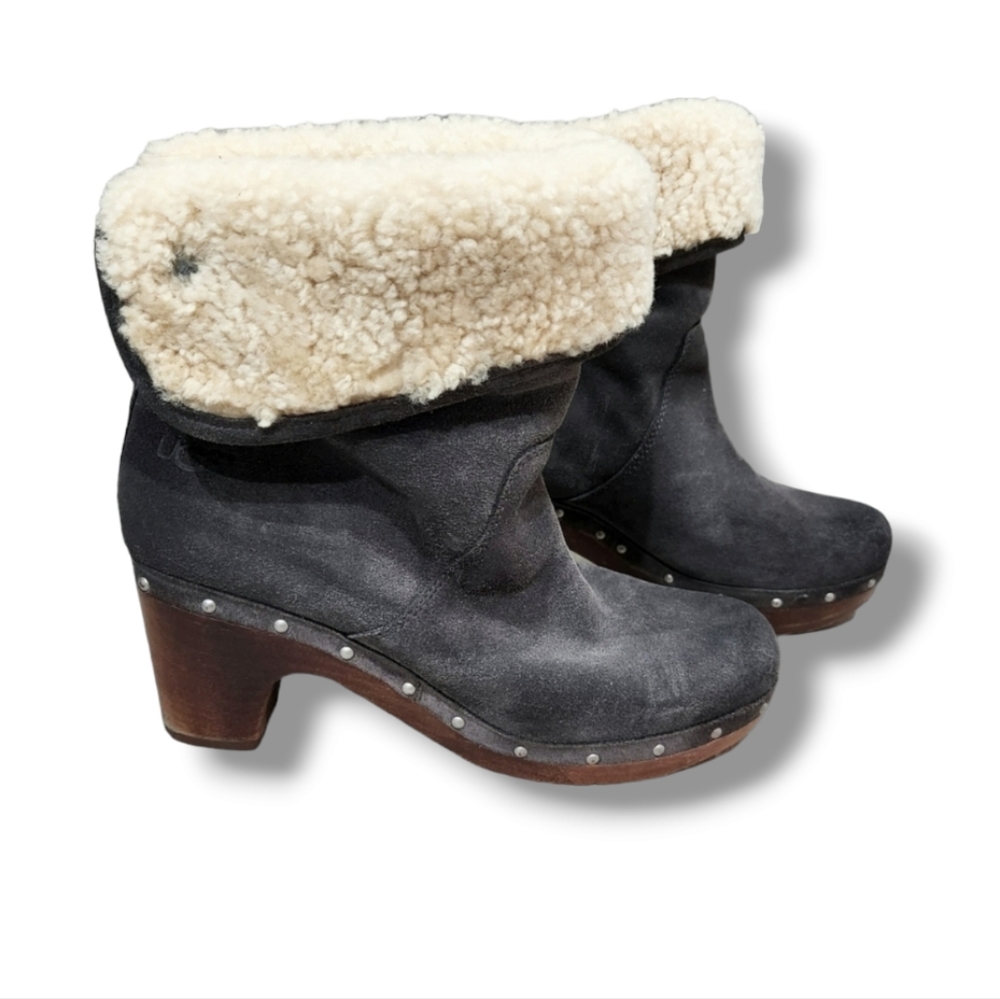 UGG Suede Shearling Lined Linea Clog Heeled Boots | Women's 7